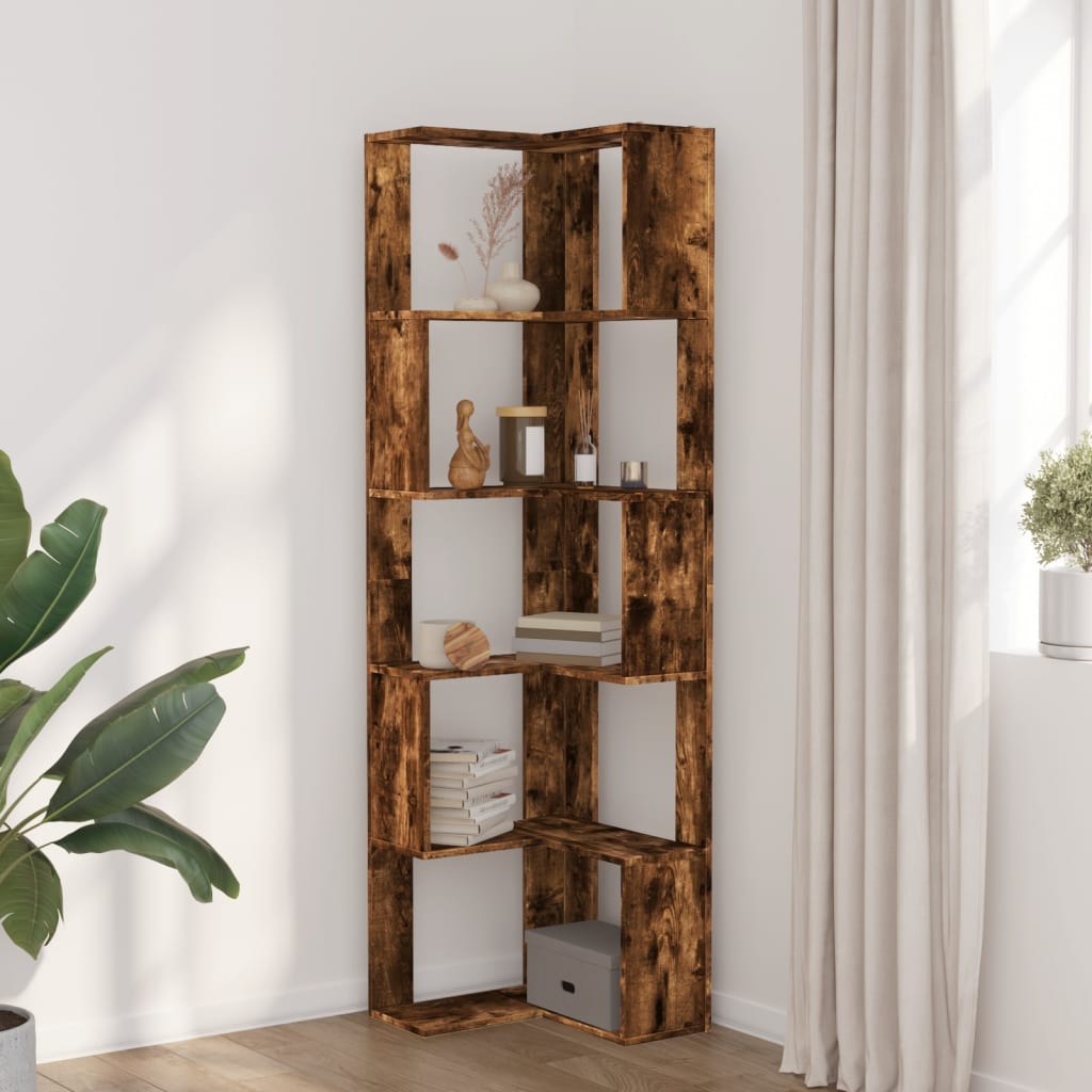 vidaXL Boekenkast 5-laags hoek 50x50x179 cm bewerkt hout gerookt eiken