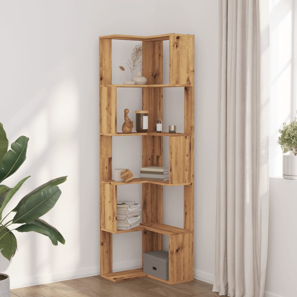 vidaXL Boekenkast 5-laags hoek 50x50x179 cm hout artisanaal eikenkleur