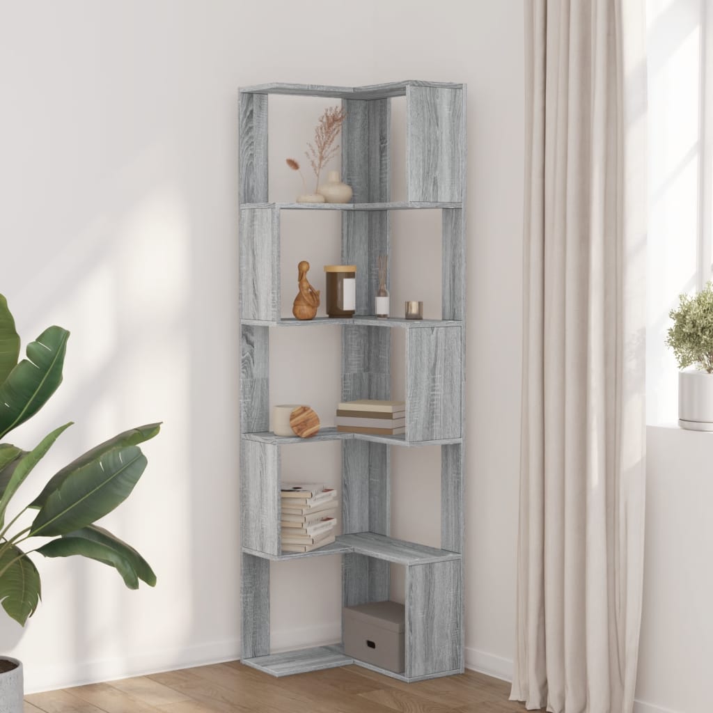 vidaXL Boekenkast 5-laags hoek 50x50x179 cm bewerkt hout grijs sonoma