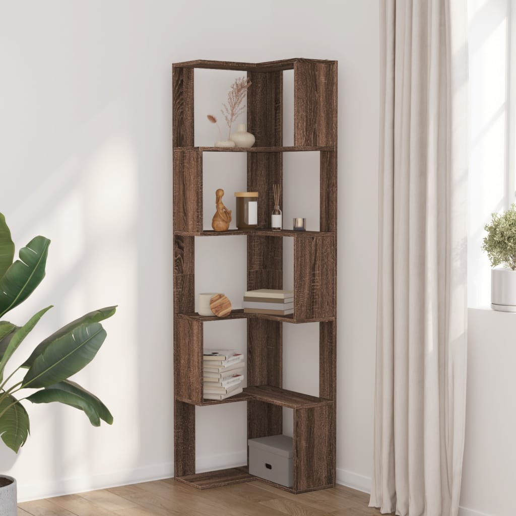 vidaXL Boekenkast 5-laags hoek 50x50x179 cm bewerkt hout bruin eiken