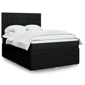 VidaXL Boxspring met matras stof zwart 140x190 cm