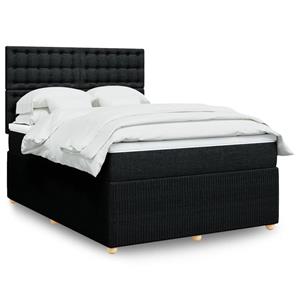 VidaXL Boxspring met matras stof zwart 140x190 cm