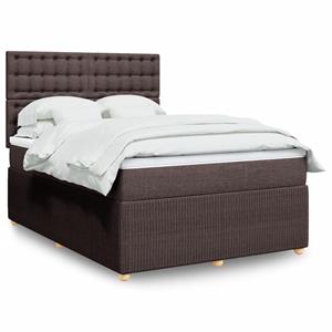 VidaXL Boxspring met matras stof donkerbruin 140x190 cm