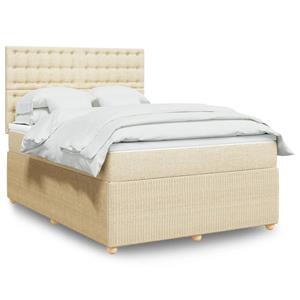 VidaXL Boxspring met matras stof crèmekleurig 140x190 cm