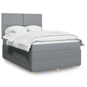 VidaXL Boxspring met matras stof lichtgrijs 140x200 cm