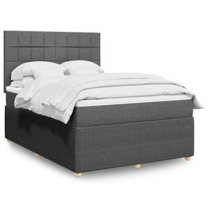 VidaXL Boxspring met matras stof donkergrijs 140x200 cm