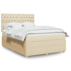 VidaXL Boxspring met matras stof crèmekleurig 140x200 cm