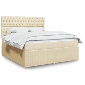 VidaXL Boxspring met matras stof crèmekleurig 180x200 cm