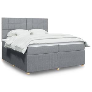 VidaXL Boxspring met matras stof lichtgrijs 200x200 cm