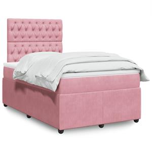 VidaXL Boxspring met matras fluweel roze 120x200 cm