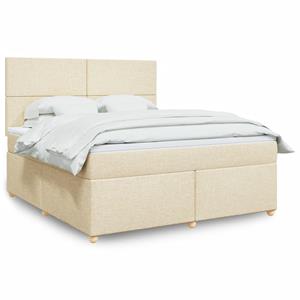 VidaXL Boxspring met matras stof crèmekleurig 180x200 cm