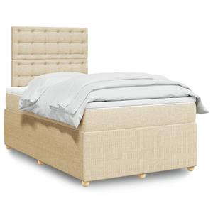 VidaXL Boxspring met matras stof crèmekleurig 120x200 cm