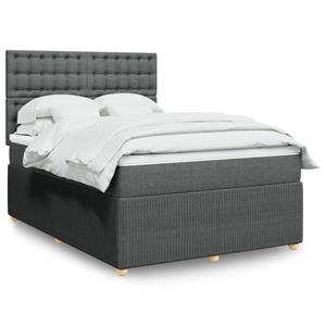 VidaXL Boxspring met matras stof donkergrijs 140x190 cm