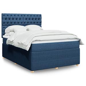 VidaXL Boxspring met matras stof blauw 140x200 cm