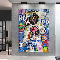 Light in the box banksy stijl astronaut olieverfschilderij pop-art graffiti kunst olieverfschilderij 100% handgemaakt straatkunst olieverfschilderij astronaut pop-art olieverfschilderij