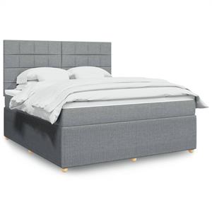 VidaXL Boxspring met matras stof lichtgrijs 180x200 cm