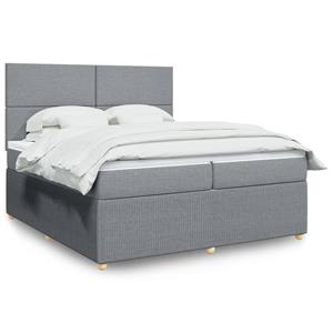 VidaXL Boxspring met matras stof lichtgrijs 200x200 cm