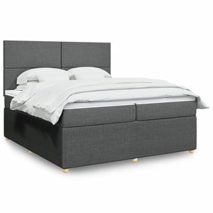 VidaXL Boxspring met matras stof donkergrijs 200x200 cm