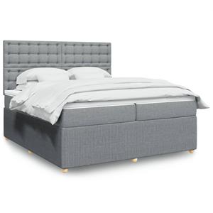 VidaXL Boxspring met matras stof lichtgrijs 200x200 cm