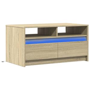 vidaXL Salontafel met LED-verlichting bewerkt hout sonoma eikenkleurig