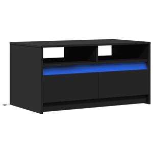 vidaXL Salontafel met LED-verlichting bewerkt hout zwart