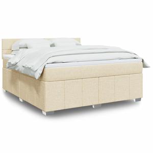 VidaXL Boxspring met matras stof crèmekleurig 180x200 cm