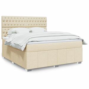 VidaXL Boxspring met matras stof crèmekleurig 180x200 cm