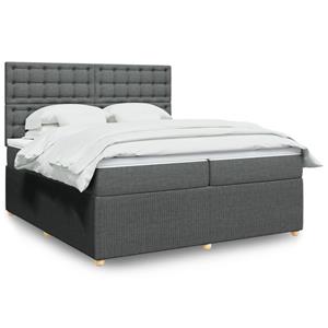 VidaXL Boxspring met matras stof donkergrijs 200x200 cm