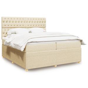 VidaXL Boxspring met matras stof crèmekleurig 200x200 cm