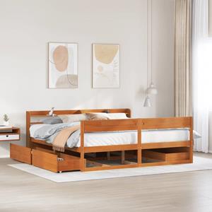 VidaXL Bedframe zonder matras massief grenenhout wasbruin 200x200 cm