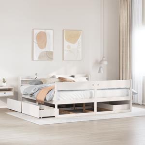 VidaXL Bedframe zonder matras massief grenenhout wit 180x200 cm