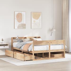 VidaXL Bedframe zonder matras massief grenenhout 140x190 cm