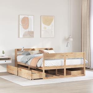 VidaXL Bedframe zonder matras massief grenenhout 135x190 cm