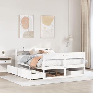 VidaXL Bedframe zonder matras massief grenenhout wit 120x190 cm