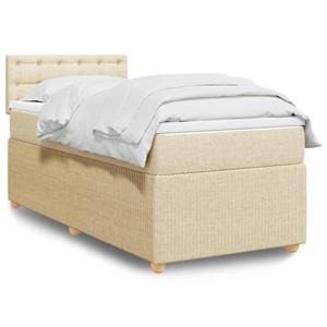 VidaXL Boxspring met matras stof crèmekleurig 90x200 cm