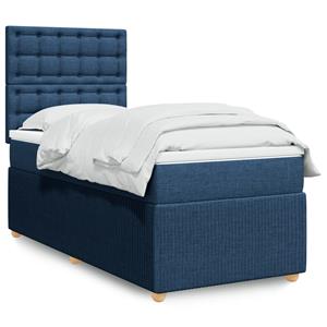 VidaXL Boxspring met matras stof blauw 90x200 cm