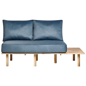 BELIANI Tweezitsbank met tafel stof blauw SALO