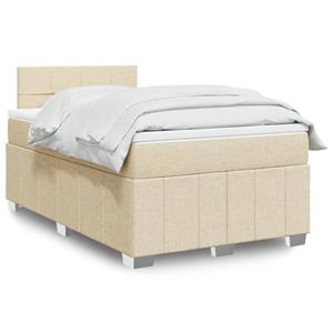 VidaXL Boxspring met matras stof crèmekleurig 120x200 cm