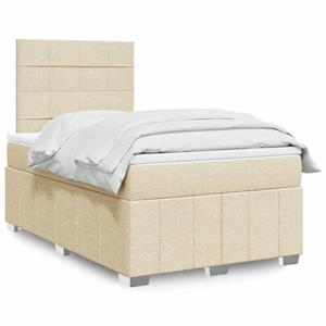 VidaXL Boxspring met matras stof crèmekleurig 120x200 cm