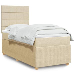 VidaXL Boxspring met matras stof crèmekleurig 100x200 cm