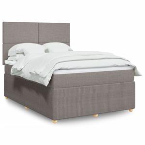 VidaXL Boxspring met matras stof taupe 140x190 cm