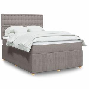 VidaXL Boxspring met matras stof taupe 140x190 cm