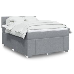 VidaXL Boxspring met matras stof lichtgrijs 140x200 cm