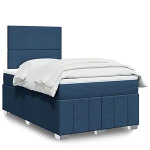 VidaXL Boxspring met matras stof blauw 120x200 cm