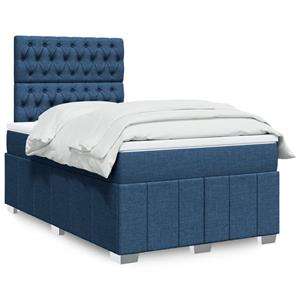 VidaXL Boxspring met matras stof blauw 120x200 cm