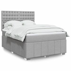 VidaXL Boxspring met matras stof lichtgrijs 140x190 cm