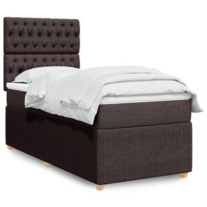 VidaXL Boxspring met matras stof donkerbruin 90x190 cm