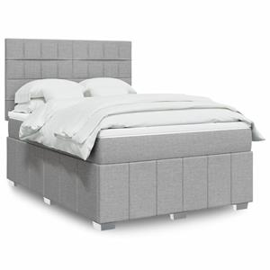 VidaXL Boxspring met matras stof lichtgrijs 140x190 cm