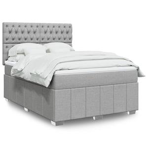 VidaXL Boxspring met matras stof lichtgrijs 140x190 cm