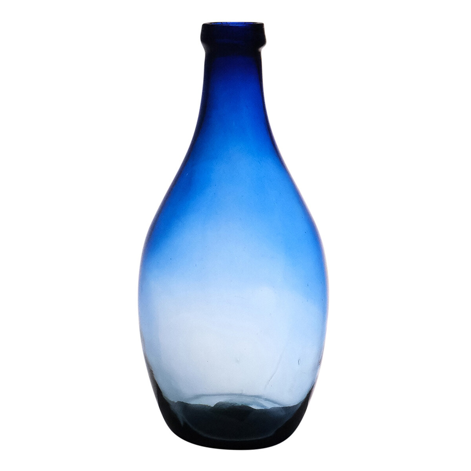 Hakbijl Glass Bloemenvaas Luna Elegance - transparant blauw glas - D19 x H37 cm - sierlijk flessenhals model -